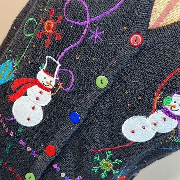 Kim Rogers Sequin and Beaded Embroidered Holiday Sweater Vest - Size Small - Picture 7 of 10